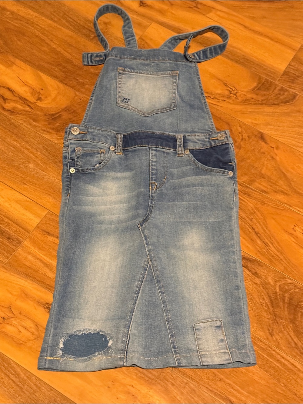 Light Blue Denim Kids Overall Dress with Adjustable Straps